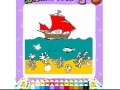 Игра Ship on the sea coloring