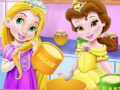 Игра Baby Rapunzel And Baby Belle Cooking Pizza 